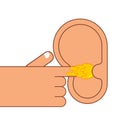 Finger in ear. Pick earwax with your finger. vector illustration