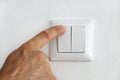 Finger at electric light switch