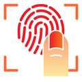 Finger and fingerprint flat icon. Print scanner color icons in trendy flat style. Biometric protection gradient style