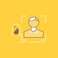 finger, fingerprint, recognition, scan, scanning Flat Line Filled Icon. Beautiful Logo button over yellow background for UI and UX Royalty Free Stock Photo