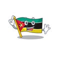 Finger flag mozambique in mascot cartoon character style