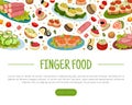 Finger Food Buffet Design with Different Snacks and Appetizers Vector Template