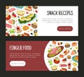 Finger Food Buffet Design with Different Snacks and Appetizers Vector Template