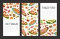 Finger Food Buffet Design with Different Snacks and Appetizers Vector Template