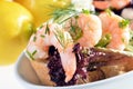 Finger-food with scampis Royalty Free Stock Photo