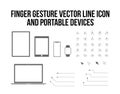 Finger gesture touch, mobile, tablet, laptop, computer icon set