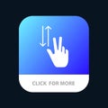 Finger, Gestures, Two, Up, Down Mobile App Button. Android and IOS Glyph Version Royalty Free Stock Photo