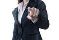 Finger hand of business woman pointing or press button isolated on white background Royalty Free Stock Photo