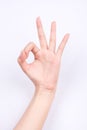 Finger hand girl symbols isolated the concept hand gesturing sign ok okay agree on white background
