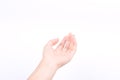 Finger hand girl symbols isolated concept open hands of giving pray and May god bless you on white background Royalty Free Stock Photo