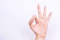 Finger hand symbols the concept hand gesturing sign ok okay agree on white background