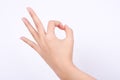 Finger hand symbols isolated the concept hand gesturing sign ok okay agree on white background