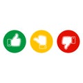 Finger on hand up, down and straight. Thumbs up and down icon in flat style. Royalty Free Stock Photo