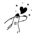 Finger heart vector icon. Gesture of love, Korean symbol of liking. K-pop sign