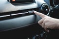 Finger hitting Emergency button in the car Royalty Free Stock Photo