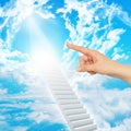 Finger indicates stairway to heaven Royalty Free Stock Photo