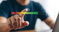 Finger interacting with a digital progress bar with color coding Royalty Free Stock Photo