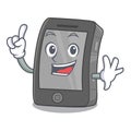 Finger ipad in the a cartoon shape Royalty Free Stock Photo