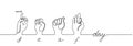 Finger language. World deaf day simple one single line sketch. Continuous hand drawing banner