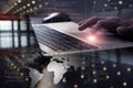 finger on laptop programming web coding