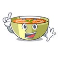 Finger lentil soup on a cartoon plate