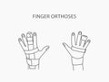 Finger orthoses, vector linear icon