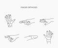 Finger orthoses, vector linear icon