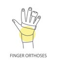 Finger orthosis, vector linear icon