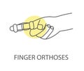 Finger orthosis, vector linear icon