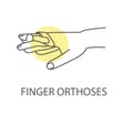 Finger orthosis, vector linear icon