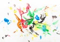 Finger paint. Colored paint strokes on white background. Creation. Art