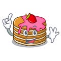 Finger pancake with strawberry mascot cartoon
