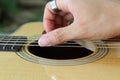 Finger picking the guitar Royalty Free Stock Photo