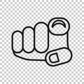Finger point icon in flat style. Hand gesture vector illustration on white isolated background. You forward business concept Royalty Free Stock Photo
