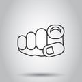 Finger point icon in flat style. Hand gesture vector illustration on white isolated background. You forward business concept Royalty Free Stock Photo