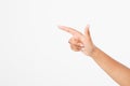 Finger point isolated white background. afro american hand. Mock up. Copy space. Template. Blank. Royalty Free Stock Photo