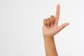 Finger point isolated white background. afro american hand. Mock up. Copy space. Template. Blank. Royalty Free Stock Photo