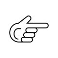 Finger pointing aside vector icon. Direction.