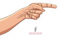 Finger pointing hand, detailed vector illustration, hand sign. Royalty Free Stock Photo