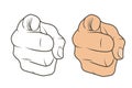A finger pointing at you or the audience from the front. - vector Royalty Free Stock Photo