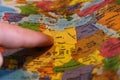 Close up of a map with Libya in the foreground. Royalty Free Stock Photo