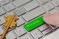 A finger press a green button with text Access on laptop keyboard Royalty Free Stock Photo