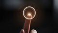 Finger Touching Glowing Circle, Technology Concept, Dark Background Royalty Free Stock Photo