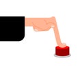 Finger presses Red button. Hand Press Vector illustration Royalty Free Stock Photo