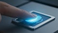 Finger pressing biometric scanner for secure access and identification Royalty Free Stock Photo