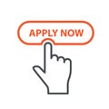 Finger pressing button Apply Now - job placement and file an application