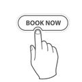 Finger pressing button Book Now -  reservation icon Royalty Free Stock Photo