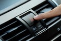 Finger pressing car emergency button Royalty Free Stock Photo