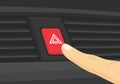 Finger pressing car emergency button. Flat vector illustration. Royalty Free Stock Photo