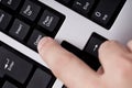 Finger pressing delete key Royalty Free Stock Photo